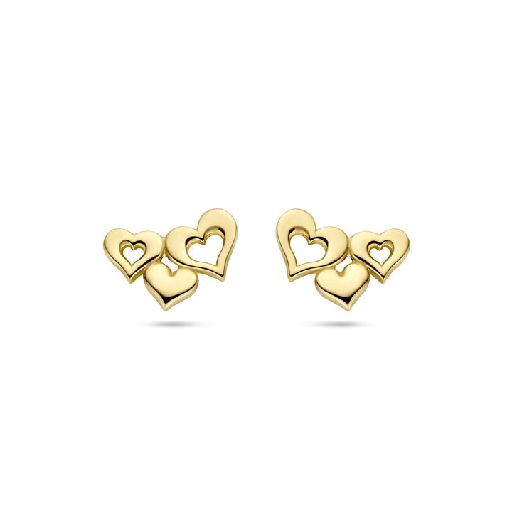 ear studs hearts 14K yellow gold