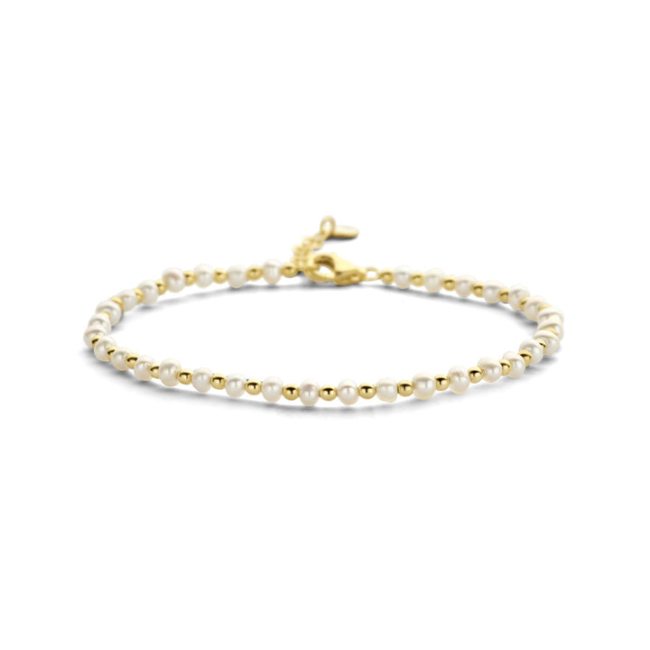 Gold bracelet ladies pearls and balls 14K