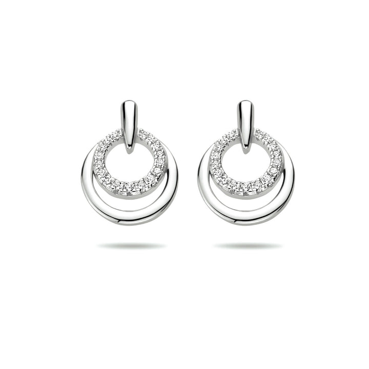 ear studs zirconia silver rhodium plated