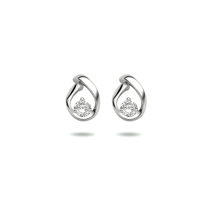 ear studs zirconia silver rhodium plated