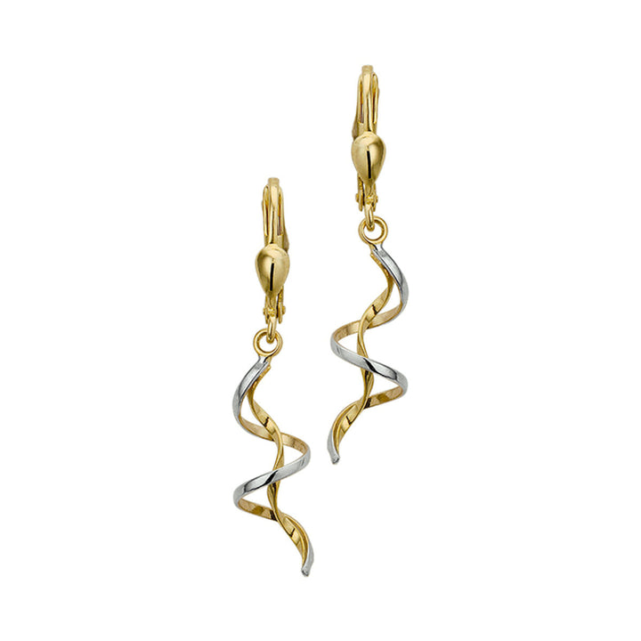earrings brisur hook 14K bicolor gold yellow/white