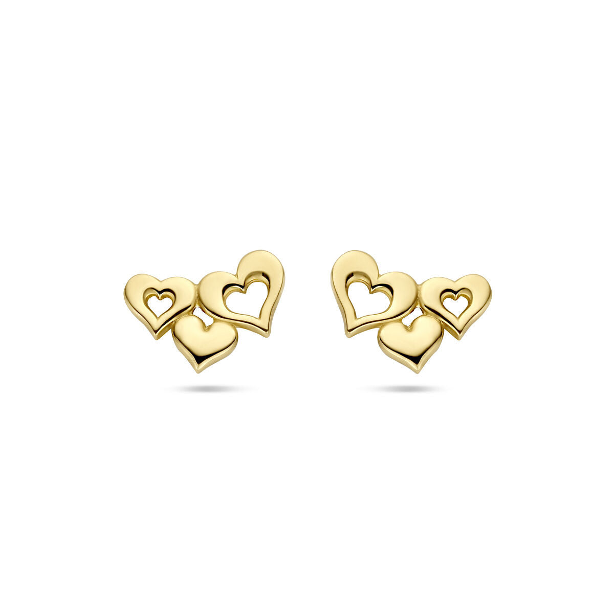 oorknoppen hartjes 14K geelgoud