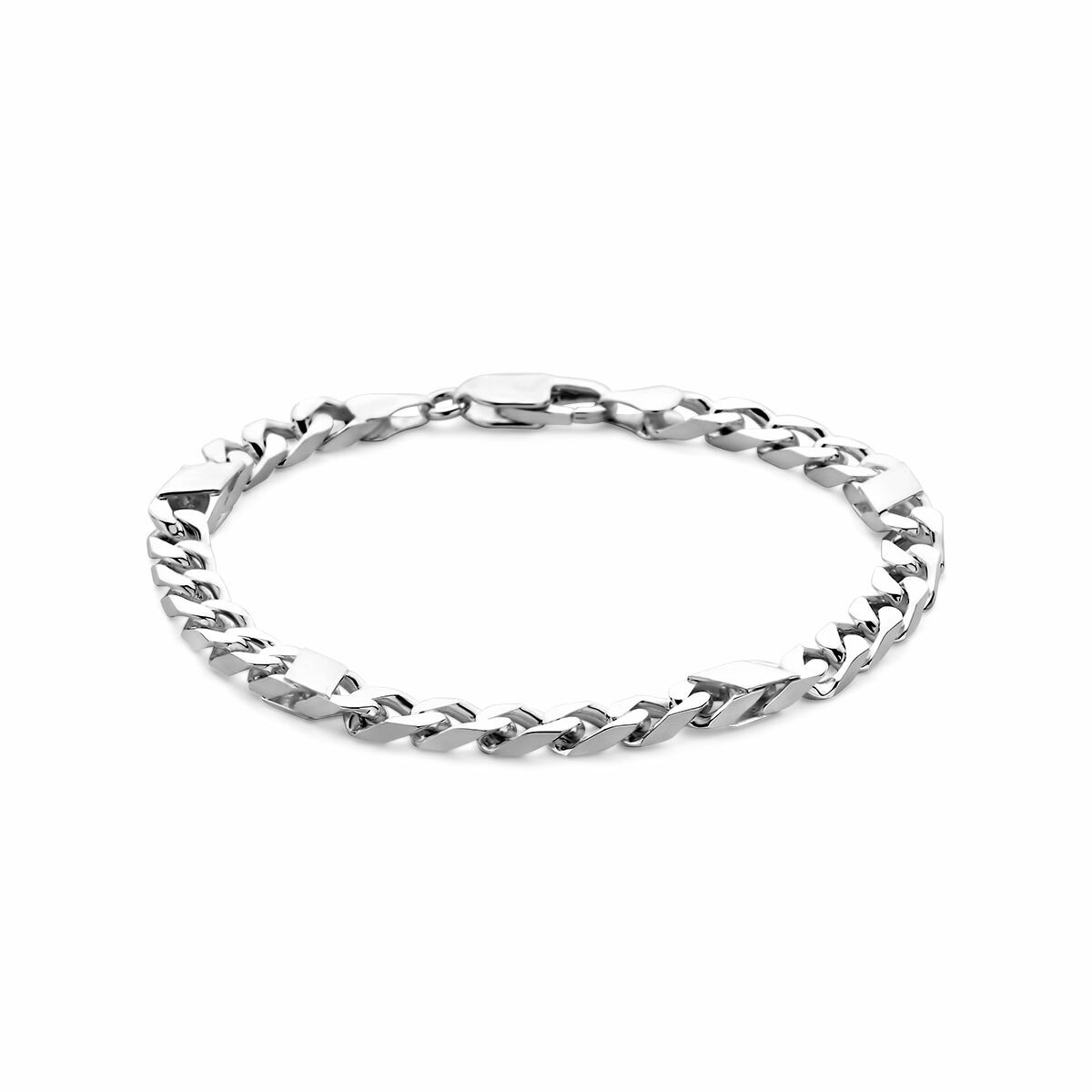 Zilveren herenarmband gourmette met een tussenstuk van 5,8 mm en een glanzende afwerking.