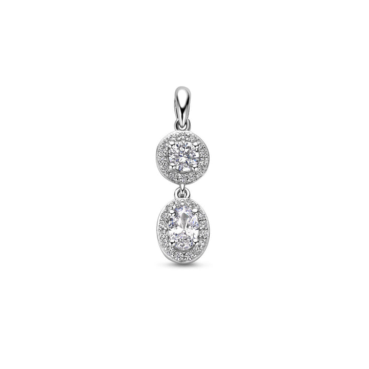 pendant zirconia halo silver rhodium plated