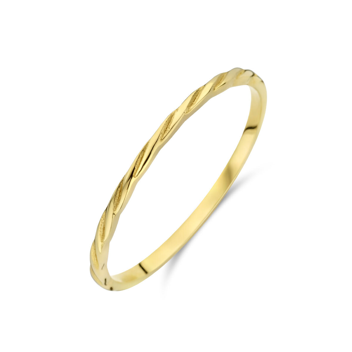 Geelgouden gedraaide ring van 14K met een subtiele, glanzende afwerking.