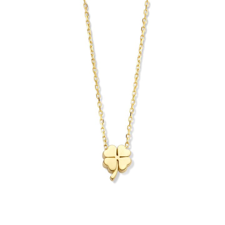 Gold ladies necklace clover 14K