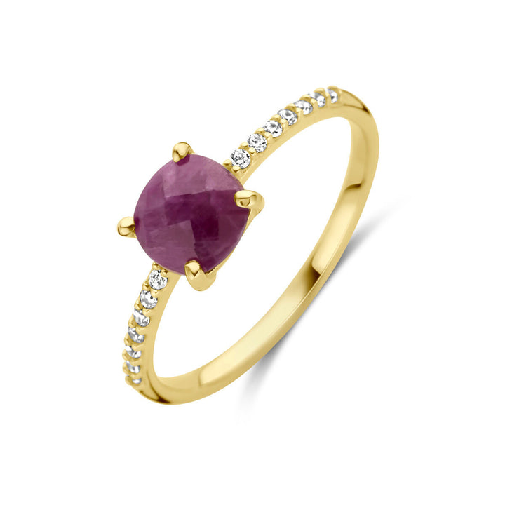 ring ruby ​​and zirconia 14K yellow gold