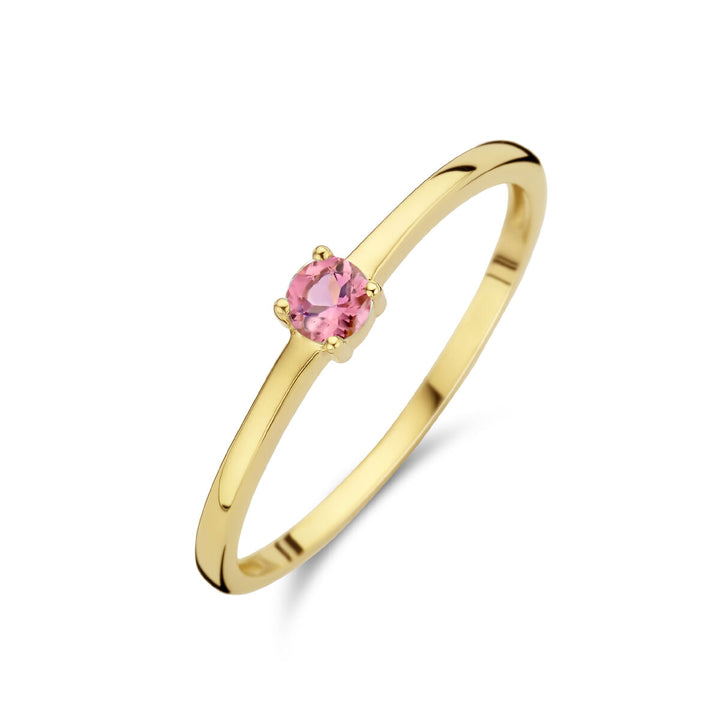 ring with birthstone tourmaline October 14K yellow gold