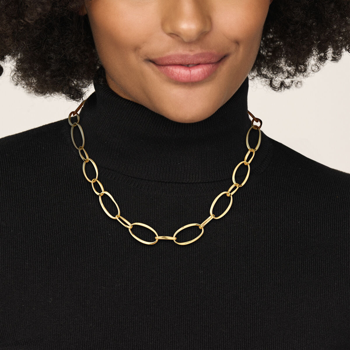 14k Geelgouden dames ketting met grove draadschakels