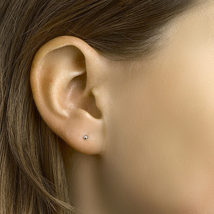 ear studs ball 14K white gold