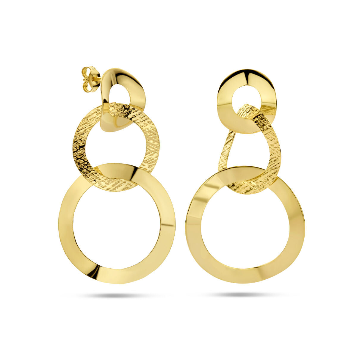 round earrings poly/matt 1 micron silver gold plated (yellow)