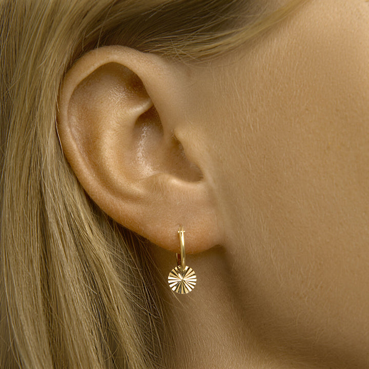 oorringen rondje gediamanteerd 14K geelgoud