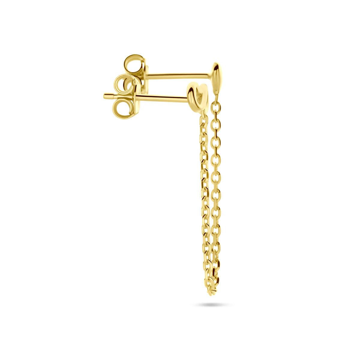 double ear stud heart and infinity per piece 1 micron silver gold plated (yellow)