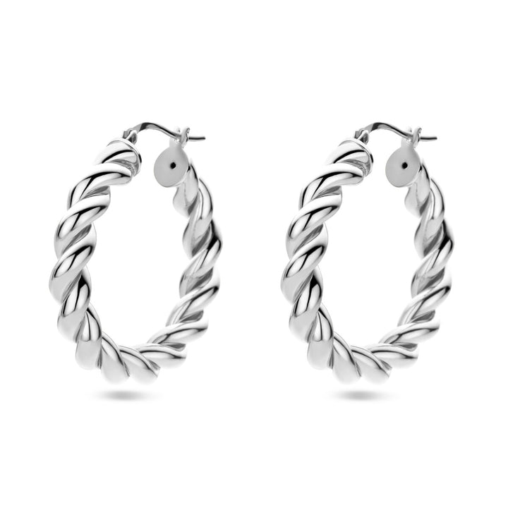 Ohrringe verdreht, Silber rhodiniert