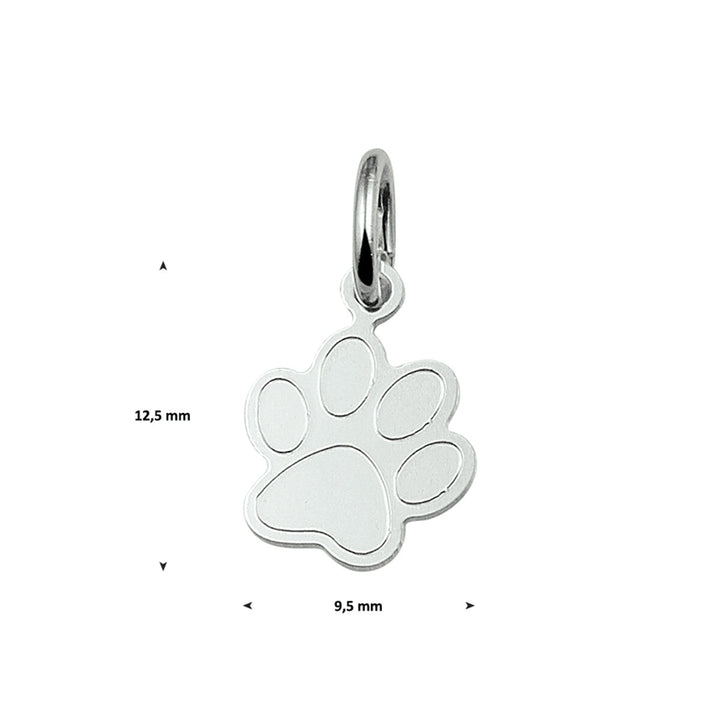 pendant dog paw silver white