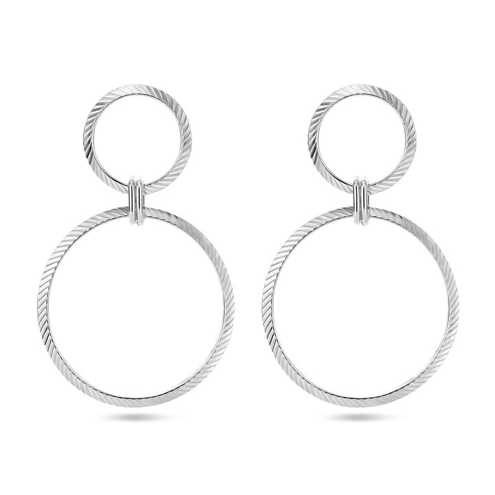 earrings circles diamond-plated silver rhodium