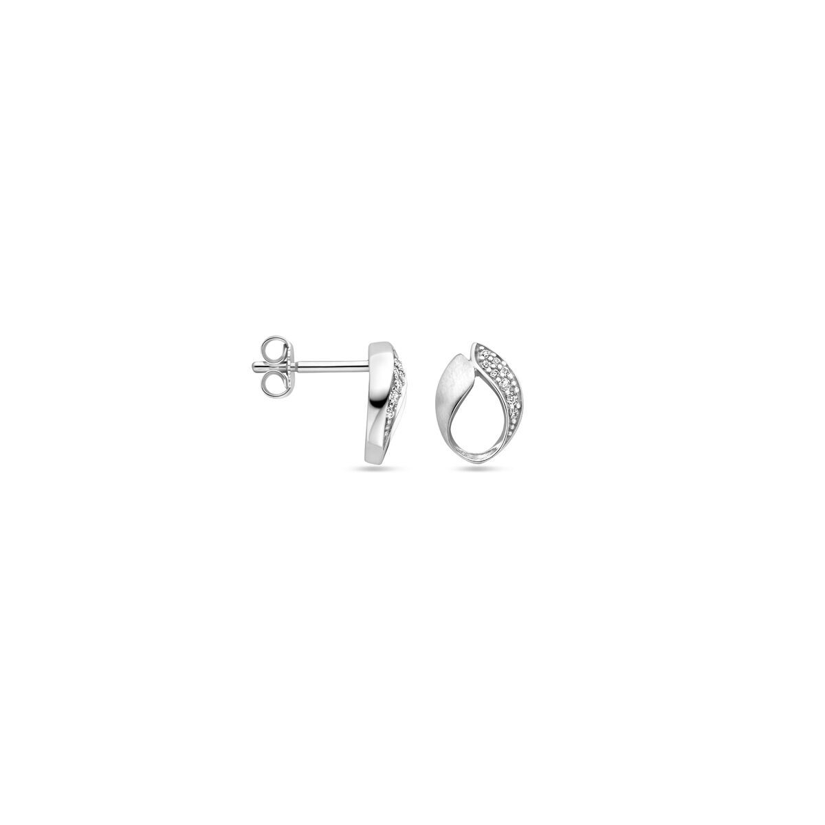 oorknoppen zirkonia poli/mat 10,5 mm zilver gerhodineerd