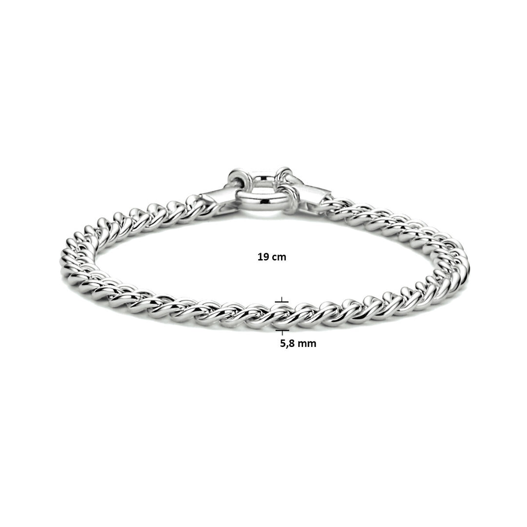 armband gourmette 5,8 mm 19 cm met groot springslot zilver gerhodineerd