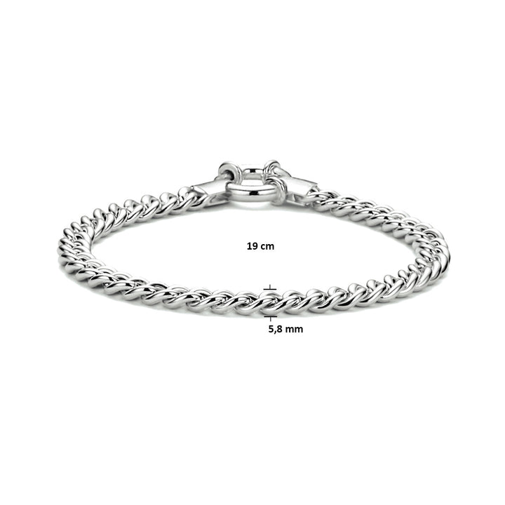 armband gourmette 5,8 mm 19 cm met groot springslot zilver gerhodineerd