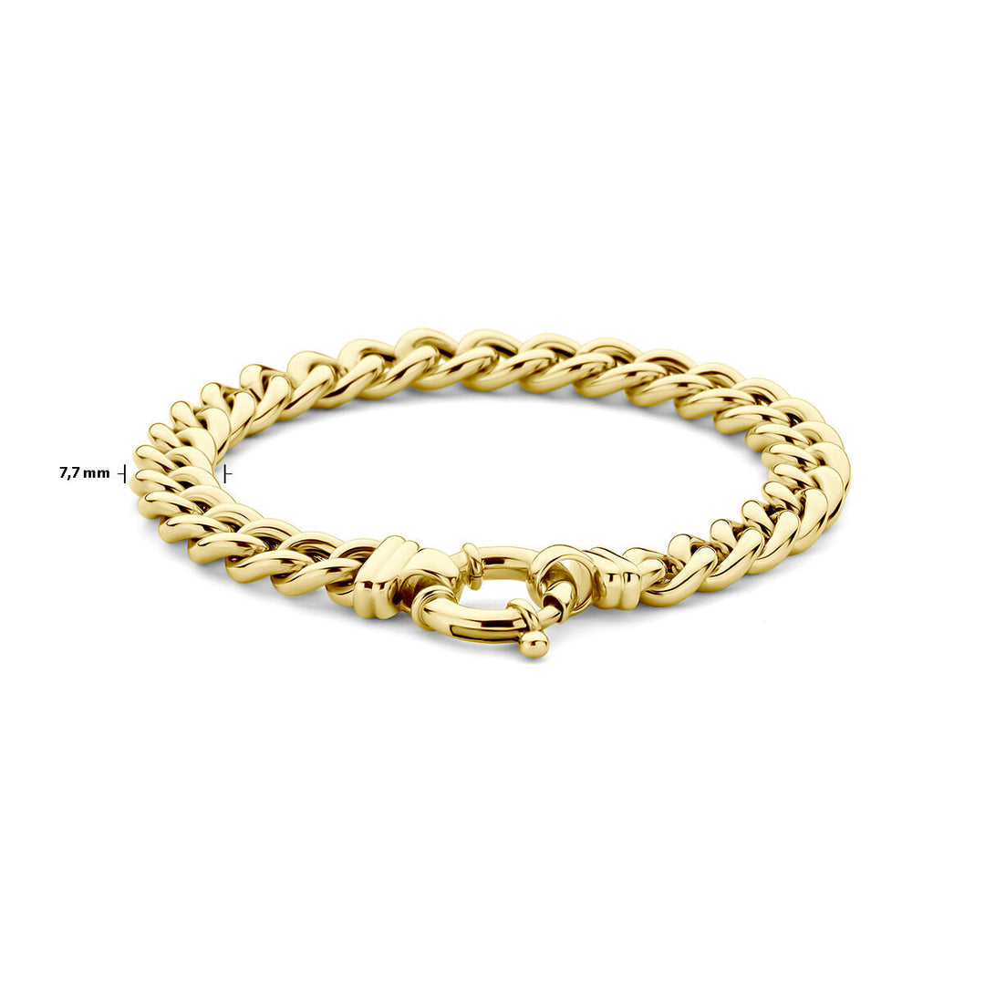 armband gourmette 7,7 mm 19 cm met groot springslot 14K geelgoud