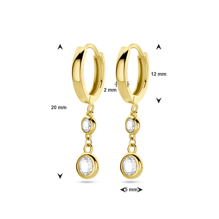 drop earrings zirconia 14K yellow gold