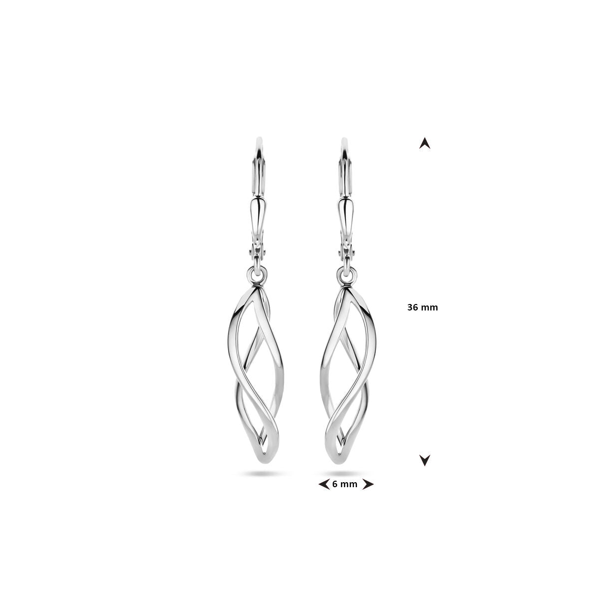 oorhangers brisur haak 36 mm zilver gerhodineerd