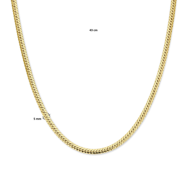 collier gourmette 5 mm 43 cm 14K geelgoud