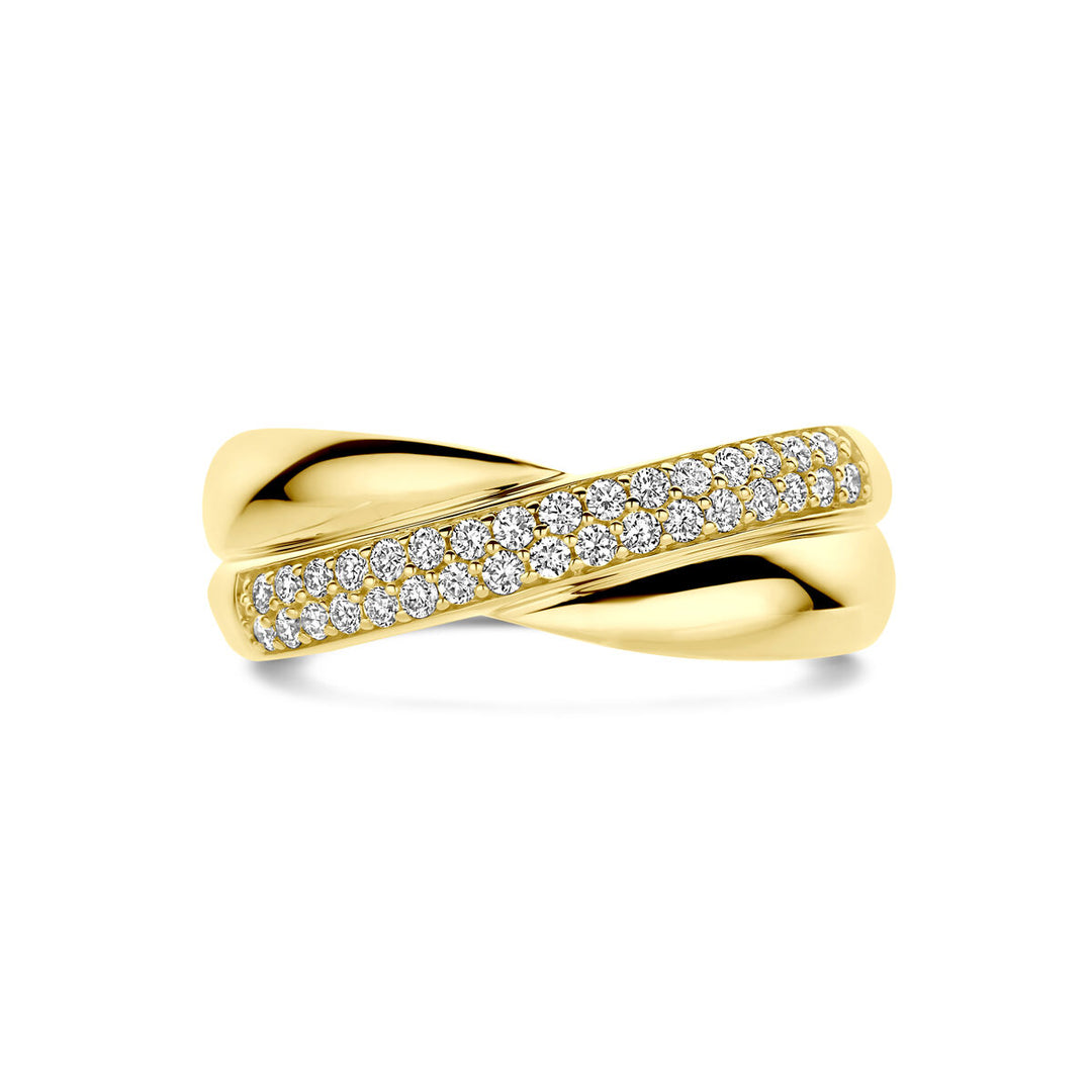 14k Geelgouden damesring met 0.30ct lab grown diamant