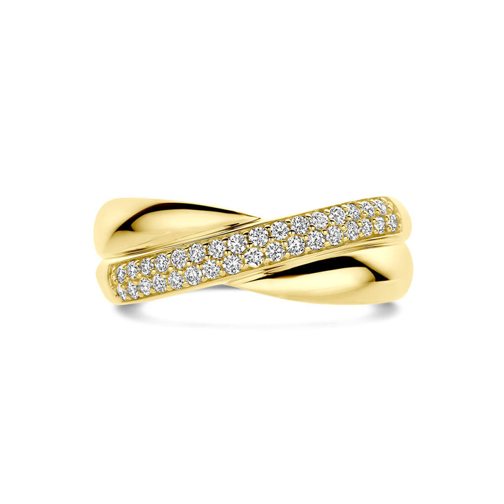 14k Geelgouden damesring met 0.30ct lab grown diamant