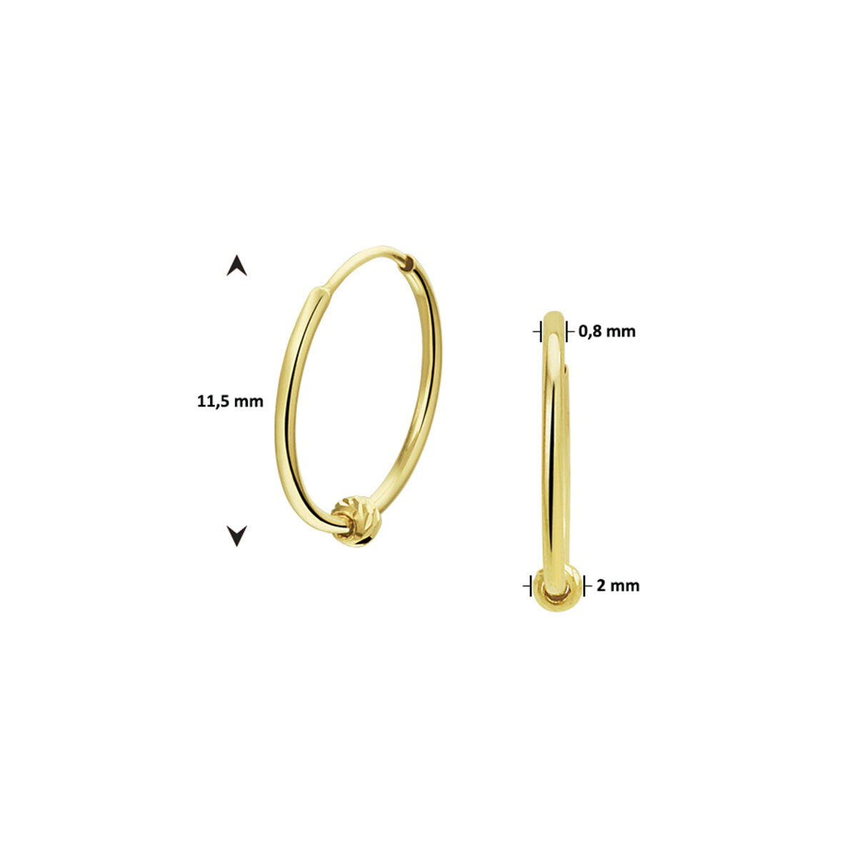 oorringen bolletje 14K geelgoud