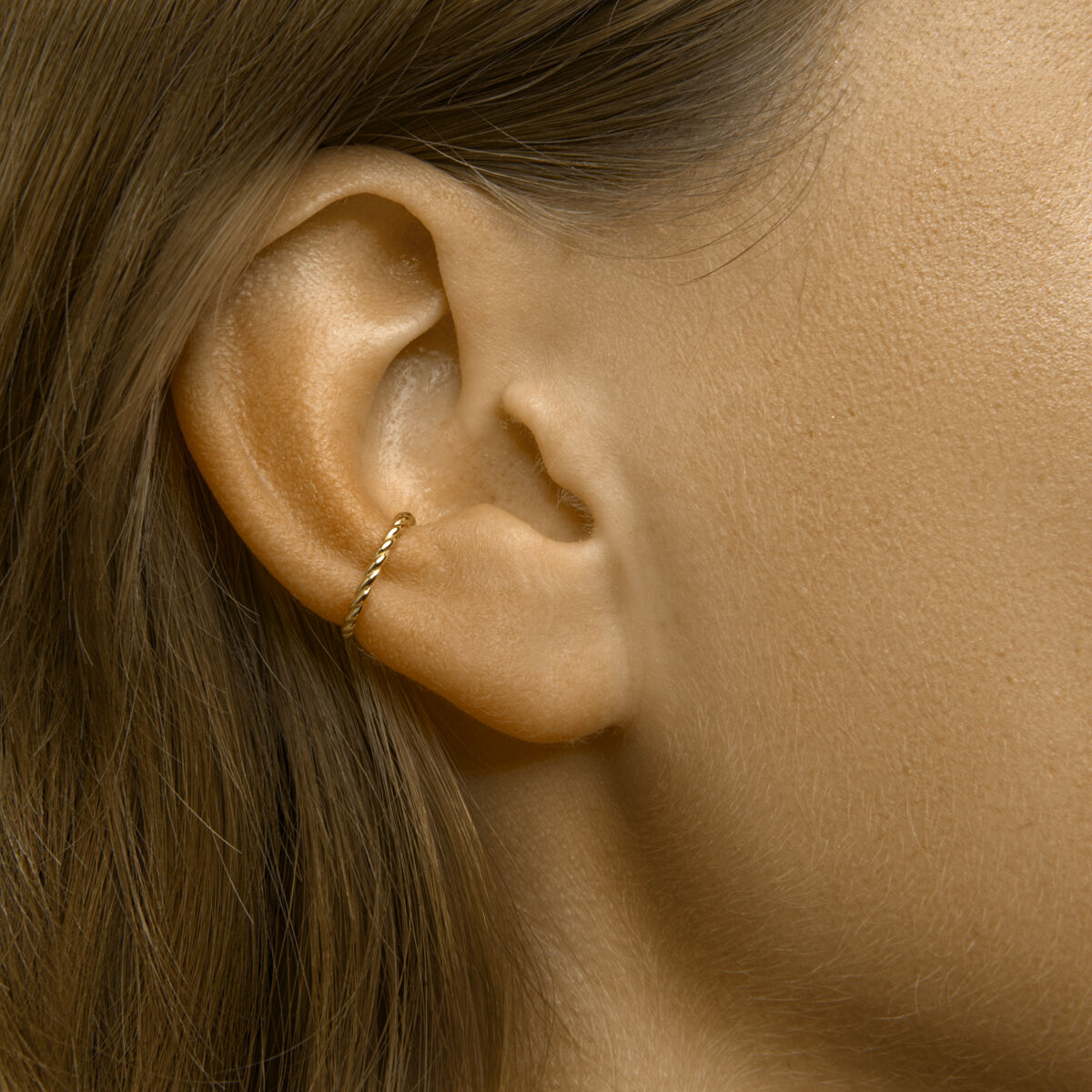 earcuff gedraaid 1 micron zilver verguld (geel)