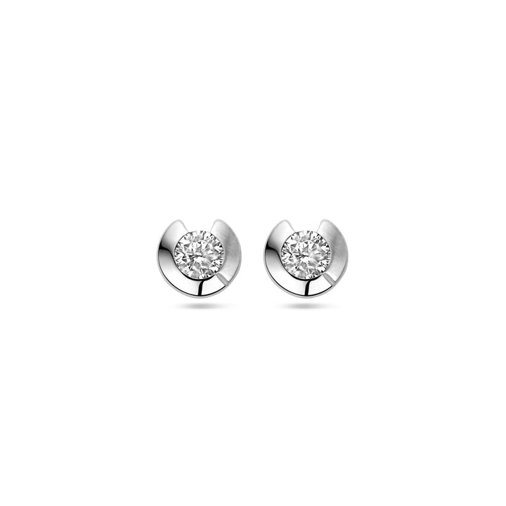 ear studs zirconia silver rhodium plated