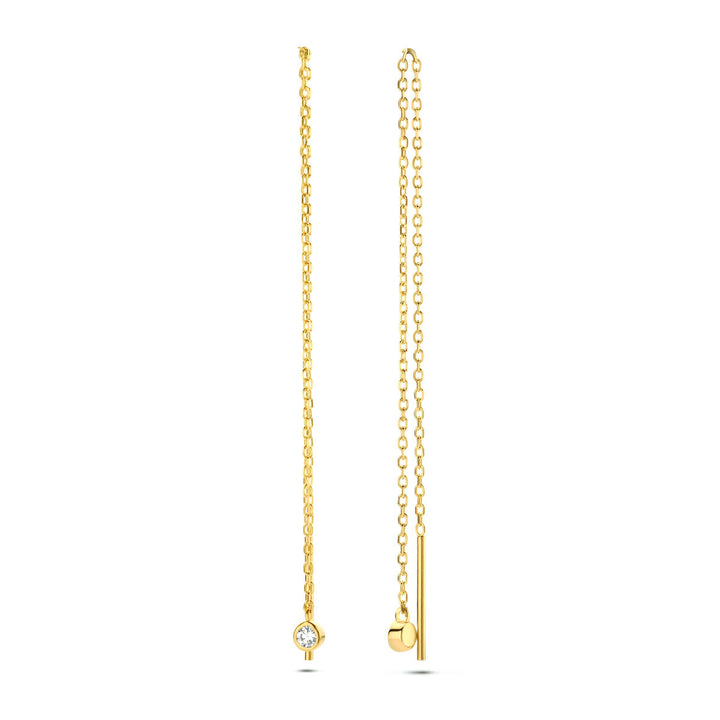 pull-through earrings zirconia 14K yellow gold