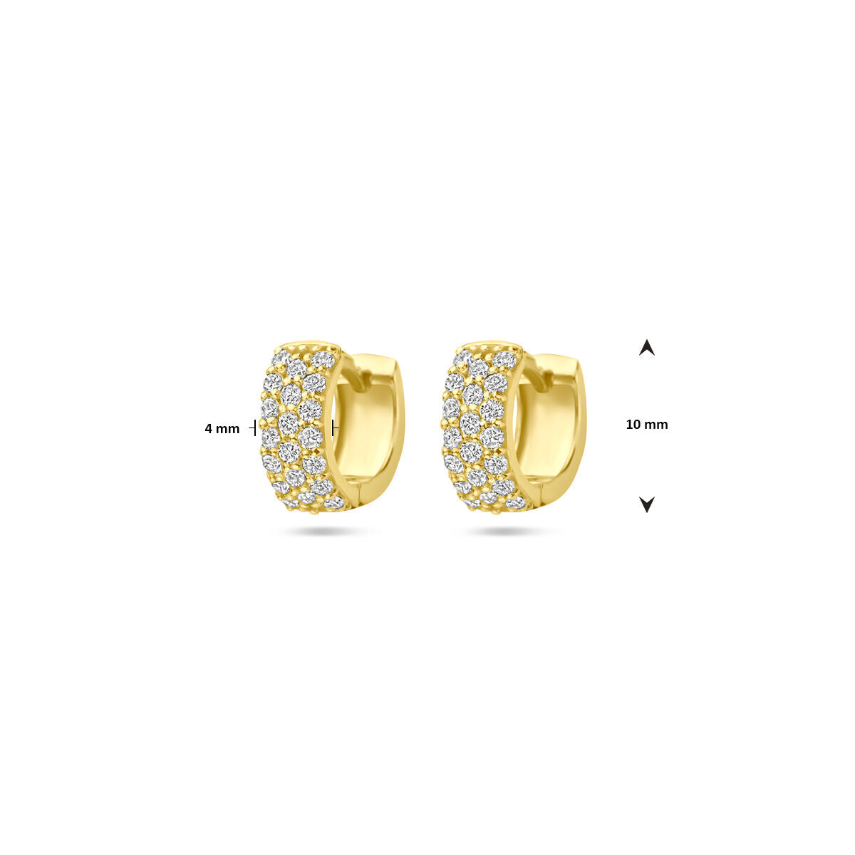 Klapoorringen diamant 0.40ct (2x 0.20ct) h si 10 mm 14K geelgoud