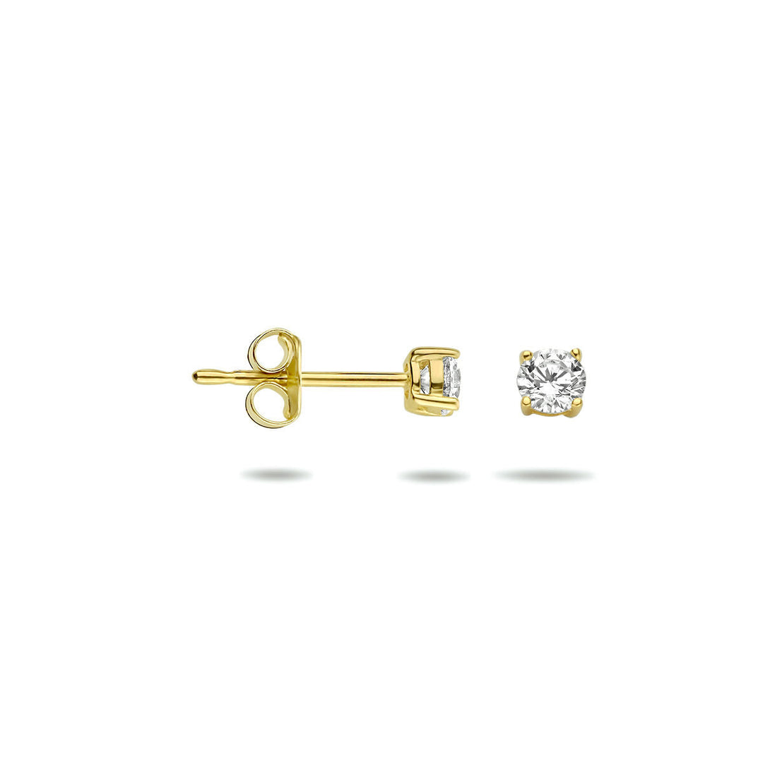 oorknoppen zirkonia 14K geelgoud