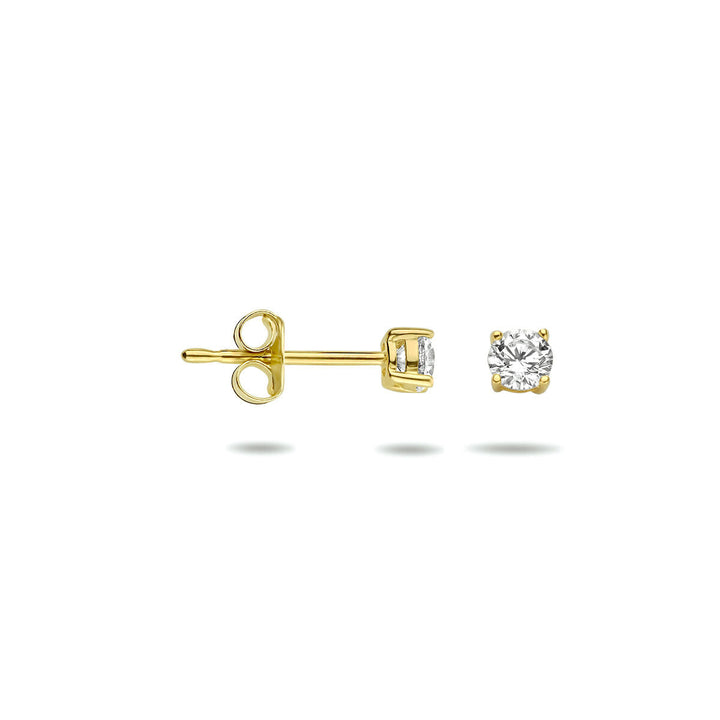 oorknoppen zirkonia 14K geelgoud