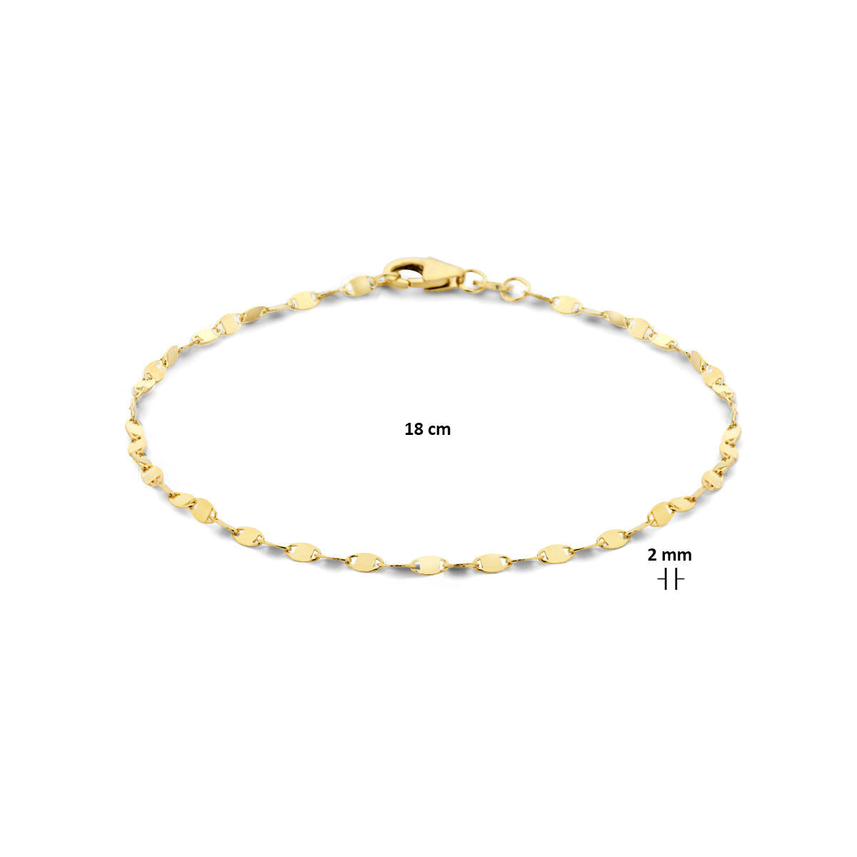 bracelet 2.0 mm 18 cm 14K yellow gold