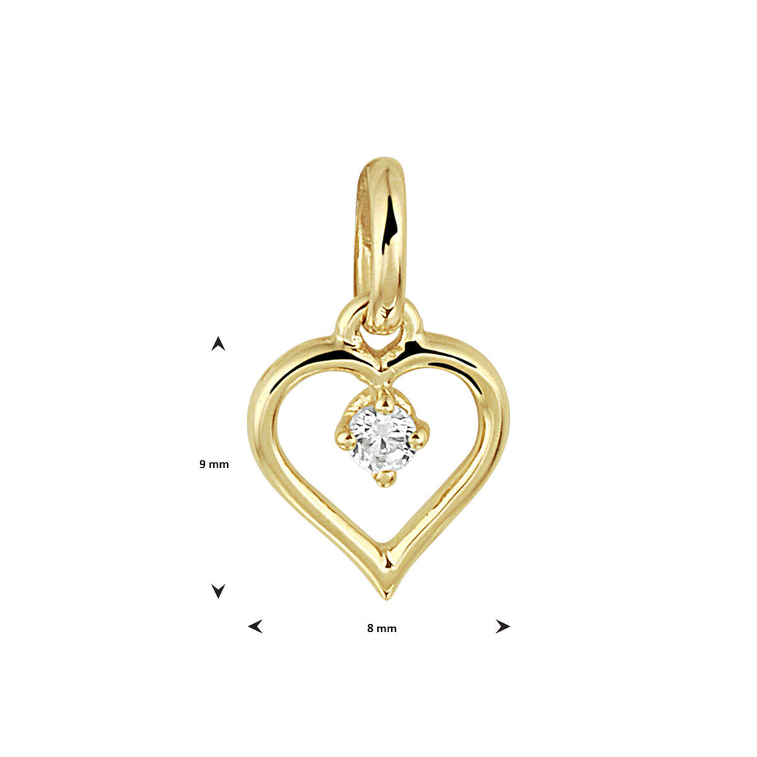 pendant heart zirconia 14K yellow gold