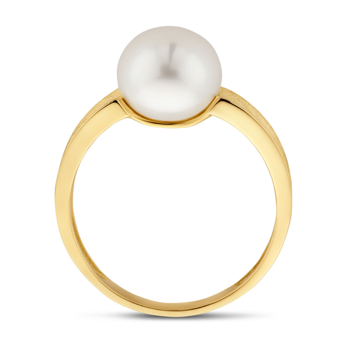 ring pearl scratched 14K yellow gold