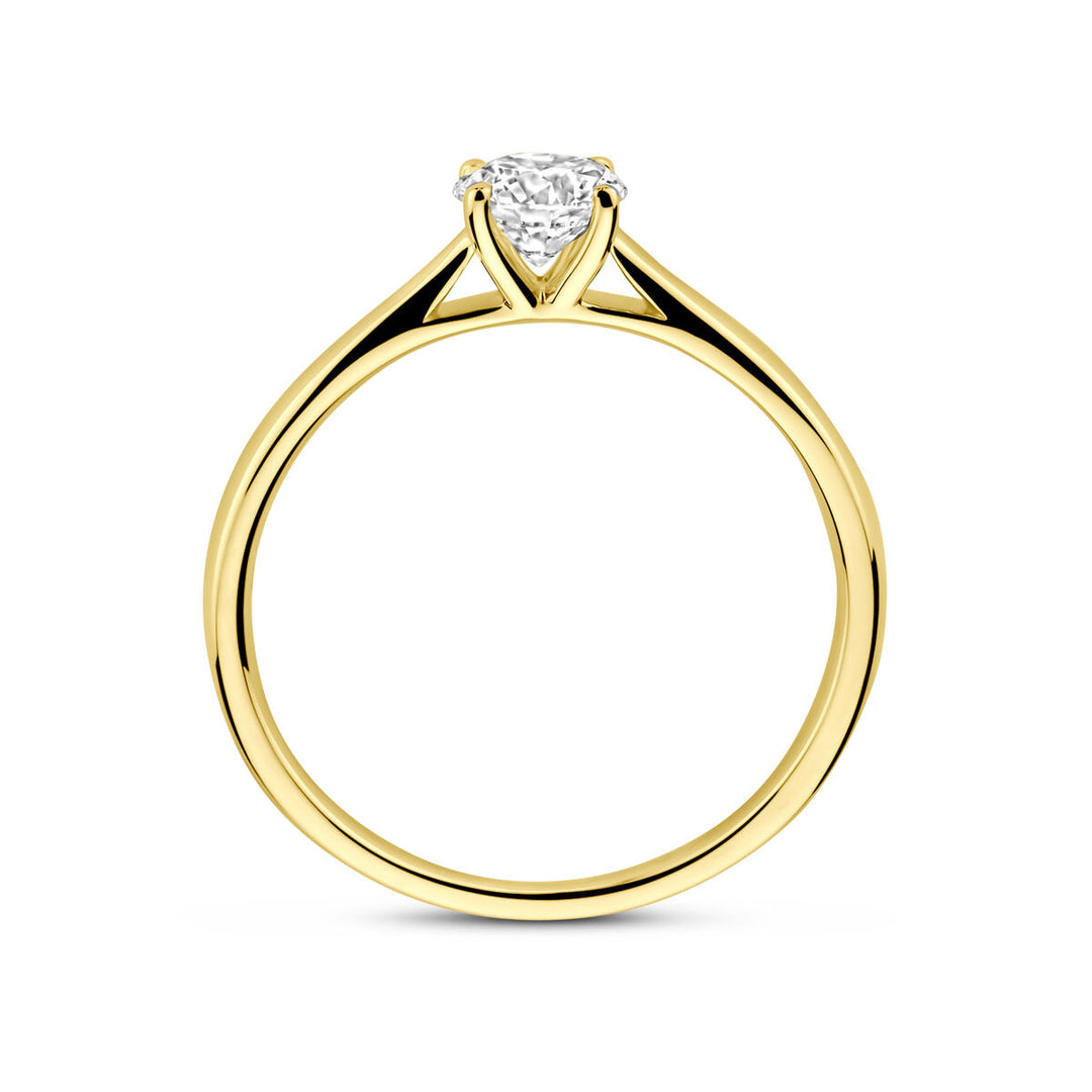 14k Geelgouden damesring met 0.50ct lab grown diamant
