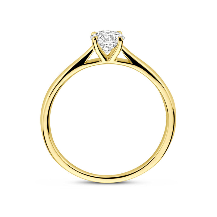 14k Geelgouden damesring met 0.50ct lab grown diamant
