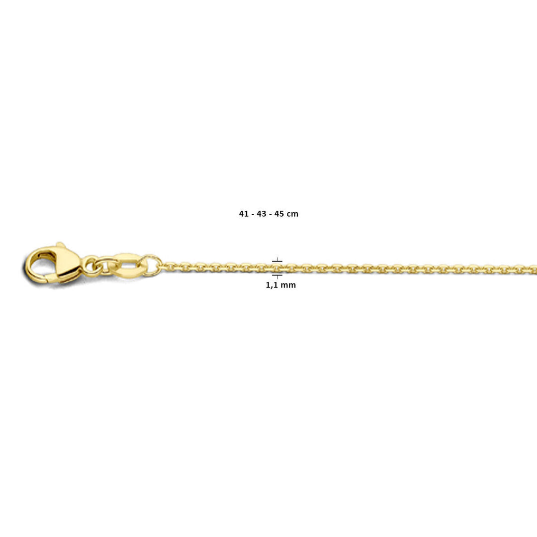 necklace anchor diamond-plated 1.1 mm 41 - 43 - 45 cm 18K yellow gold