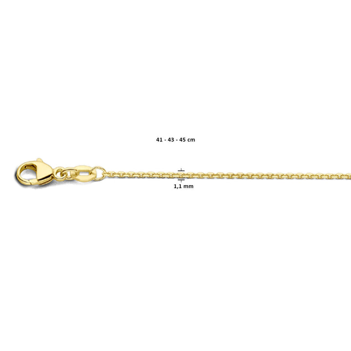 necklace anchor diamond-plated 1.1 mm 41 - 43 - 45 cm 18K yellow gold