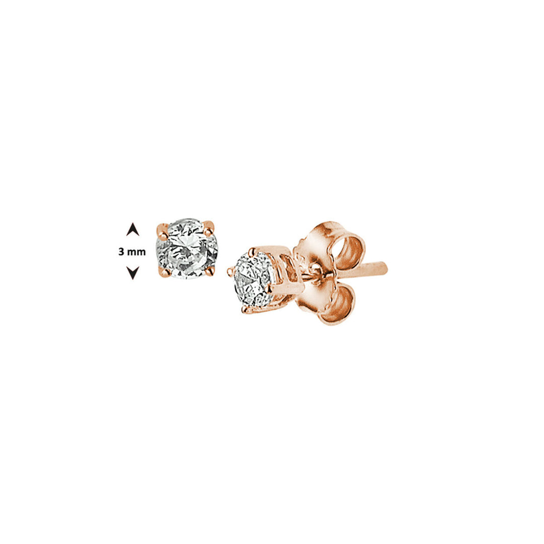 ear studs zirconia 14K rose gold