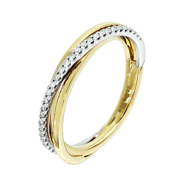 ring diamant 0.12ct h si 14K bicolor goud geel/wit