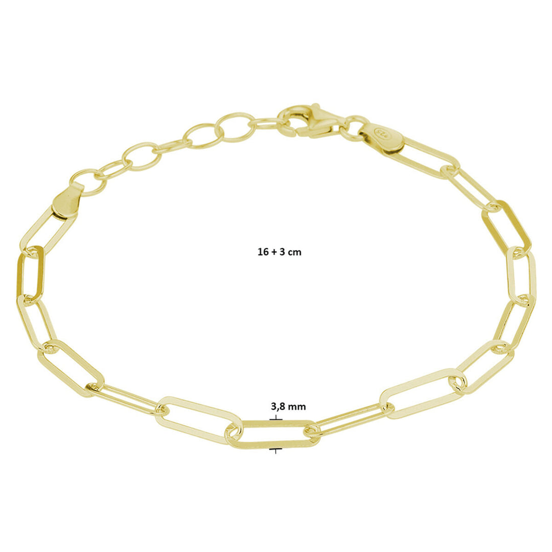 Goudkleurige paperclip armband op zilver