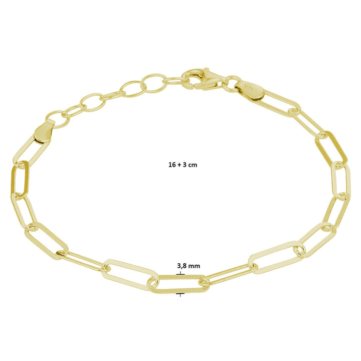 Goudkleurige paperclip armband op zilver