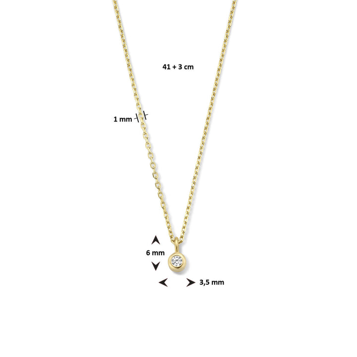 zirconia necklace 41 + 4 cm 14K yellow gold