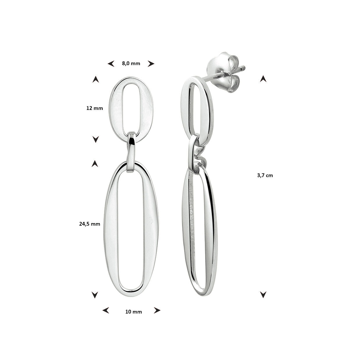 oorhangers paperclip zilver gerhodineerd