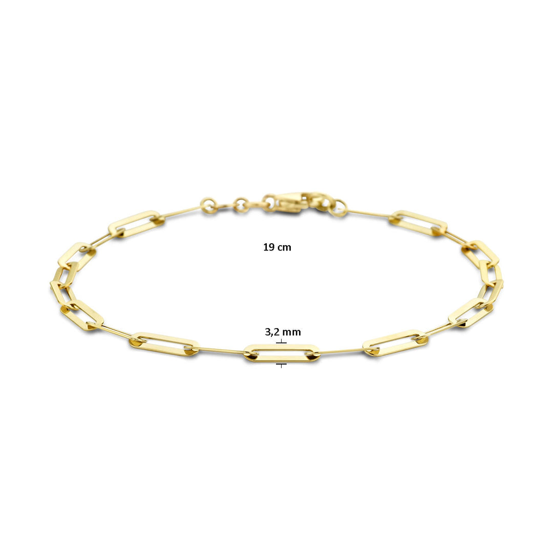Gold bracelet ladies paper clip flat 14K